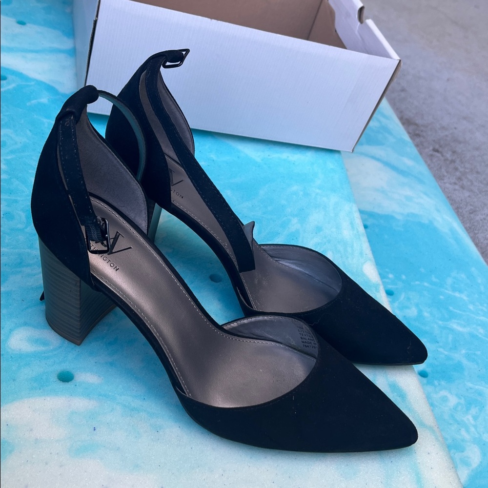 Worthington Black Ankle Strap Block Heels